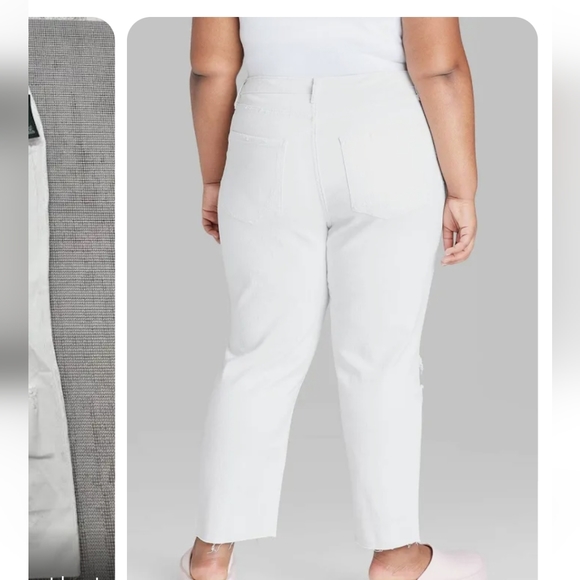 NWT Wild Fable White distressed super  High Rise Slim Straight freying at ankles - Picture 6 of 6